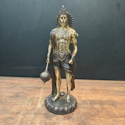 ब्रासोरा® वृंदावन वेणुगोपाल कृष्ण पीतल की प्रतिमा मोर के साथ | एंटीक नीला और सुनहरा रंग | ऊँचाई 20 इंच