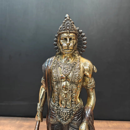 ब्रासोरा® वृंदावन वेणुगोपाल कृष्ण पीतल की प्रतिमा मोर के साथ | एंटीक नीला और सुनहरा रंग | ऊँचाई 20 इंच