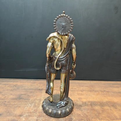 ब्रासोरा® वृंदावन वेणुगोपाल कृष्ण पीतल की प्रतिमा मोर के साथ | एंटीक नीला और सुनहरा रंग | ऊँचाई 20 इंच