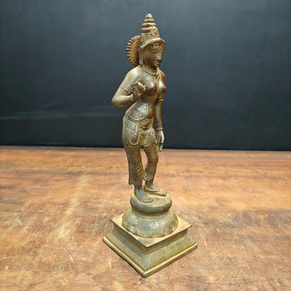 Brassaura® Brass Devangana Lady Statue | Handcrafted Traditional Indian Woman Sculpture | Vintage Brass Figurine for Home Décor, Living Room & Office | 12 Inches | 2.4 Kg