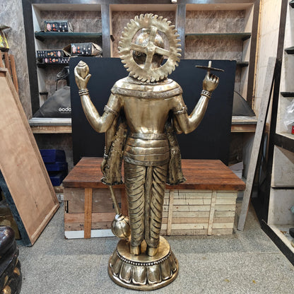 Brassaura® Standing Lord Vishnu Brass Statue | Preserver of the Universe | Height 71 Inches & Weight 168 Kgs