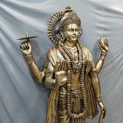 Brassaura® Standing Lord Vishnu Brass Statue | Preserver of the Universe | Height 71 Inches & Weight 168 Kgs