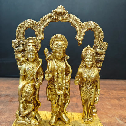 Brassaura® Brass Ram Darbar Idol with Lord Rama, Sita, Lakshman & Hanuman | Handcrafted Brass Murti for Home Temple, Pooja Room, Spiritual Décor & Gifting | 12 Inches | 4 Kg