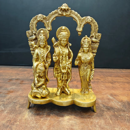 Brassaura® Brass Ram Darbar Idol with Lord Rama, Sita, Lakshman & Hanuman | Handcrafted Brass Murti for Home Temple, Pooja Room, Spiritual Décor & Gifting | 12 Inches | 4 Kg