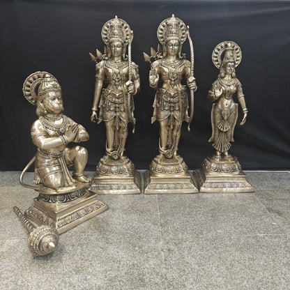 Brassaura® Ram Darbar Brass Statue Set | Divine Family of Lord Rama, Sita, Lakshman & Hanuman | Height 41 Inches & Weight 125 Kgs