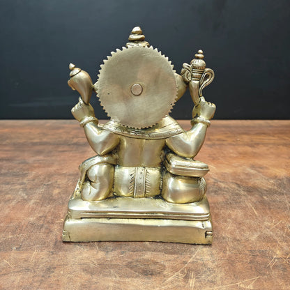 Brassaura® Seated Lord Ganesha Brass Statue | Auspicious Remover of Obstacles | Height 8 Inches & Weight 2.8 Kgs