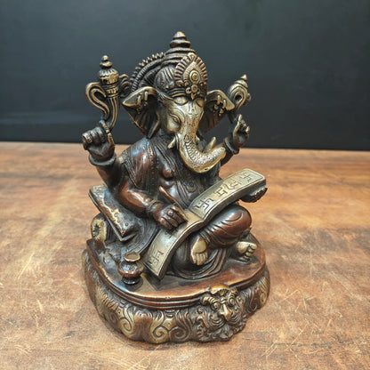 ब्रासोरा® वृंदावन वेणुगोपाल कृष्ण पीतल की प्रतिमा मोर के साथ | एंटीक नीला और सुनहरा रंग | ऊँचाई 20 इंच