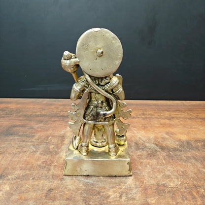 Brassaura® Standing Lord Hanuman Brass Statue | Embodiment of Strength, Devotion & Courage | Height 10 Inches & Weight 2.7 Kgs