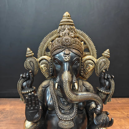 Brassaura® Seated Lord Ganesha Brass Statue | Divine Handcrafted Sculpture | Height 20 Inches & Weight 23 Kgs