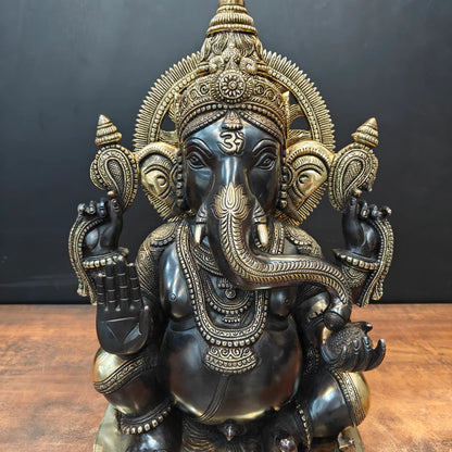 Brassaura® Seated Lord Ganesha Brass Statue | Divine Handcrafted Sculpture | Height 20 Inches & Weight 23 Kgs