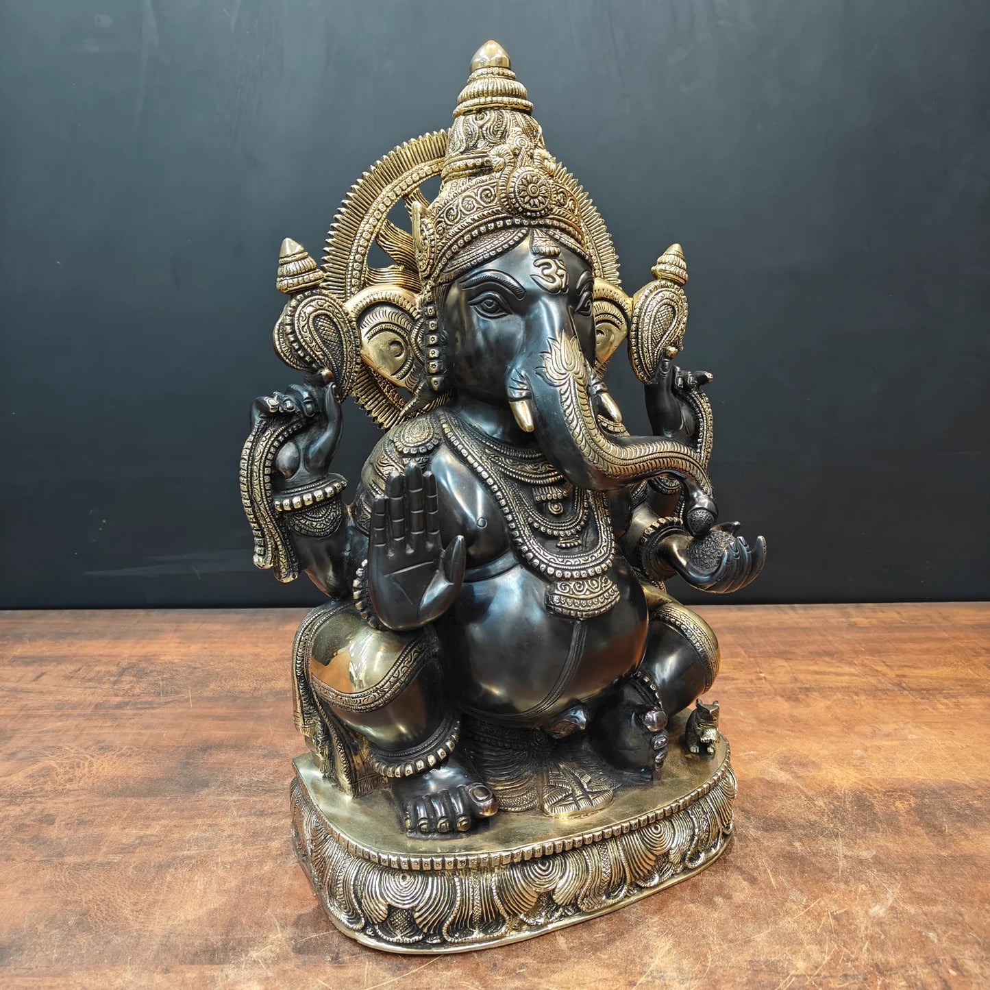 Brassaura® Seated Lord Ganesha Brass Statue | Divine Handcrafted Sculpture | Height 20 Inches & Weight 23 Kgs