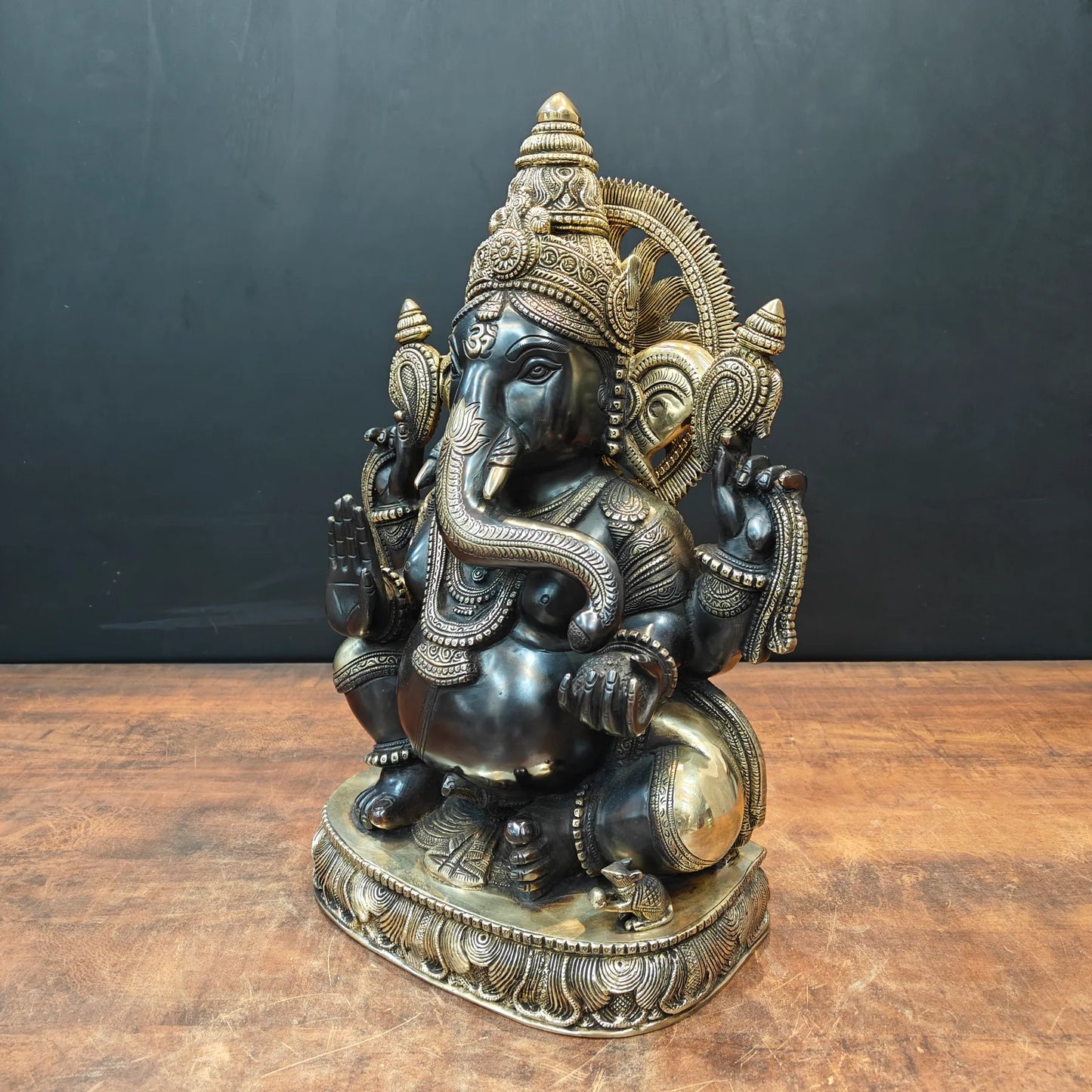 Brassaura® Seated Lord Ganesha Brass Statue | Divine Handcrafted Sculpture | Height 20 Inches & Weight 23 Kgs