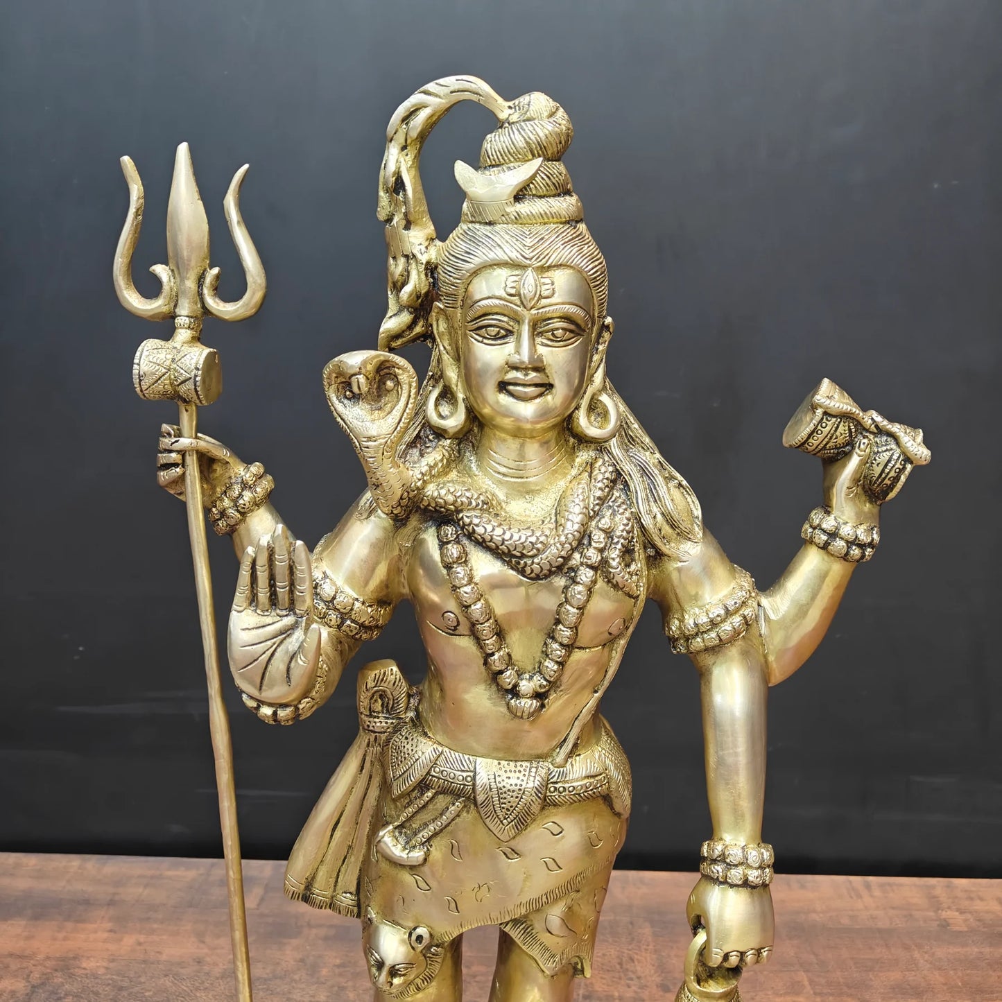 Brassaura® Standing Lord Shiva Brass Statue | Divine Handcrafted Sculpture | Height 24 Inches & Weight 13 Kgs