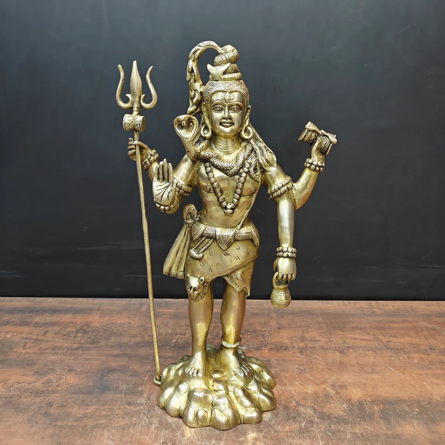 Brassaura® Standing Lord Shiva Brass Statue | Divine Handcrafted Sculpture | Height 24 Inches & Weight 13 Kgs