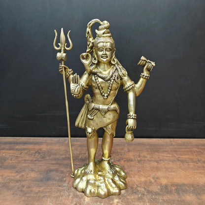 Brassaura® Standing Lord Shiva Brass Statue | Divine Handcrafted Sculpture | Height 24 Inches & Weight 13 Kgs