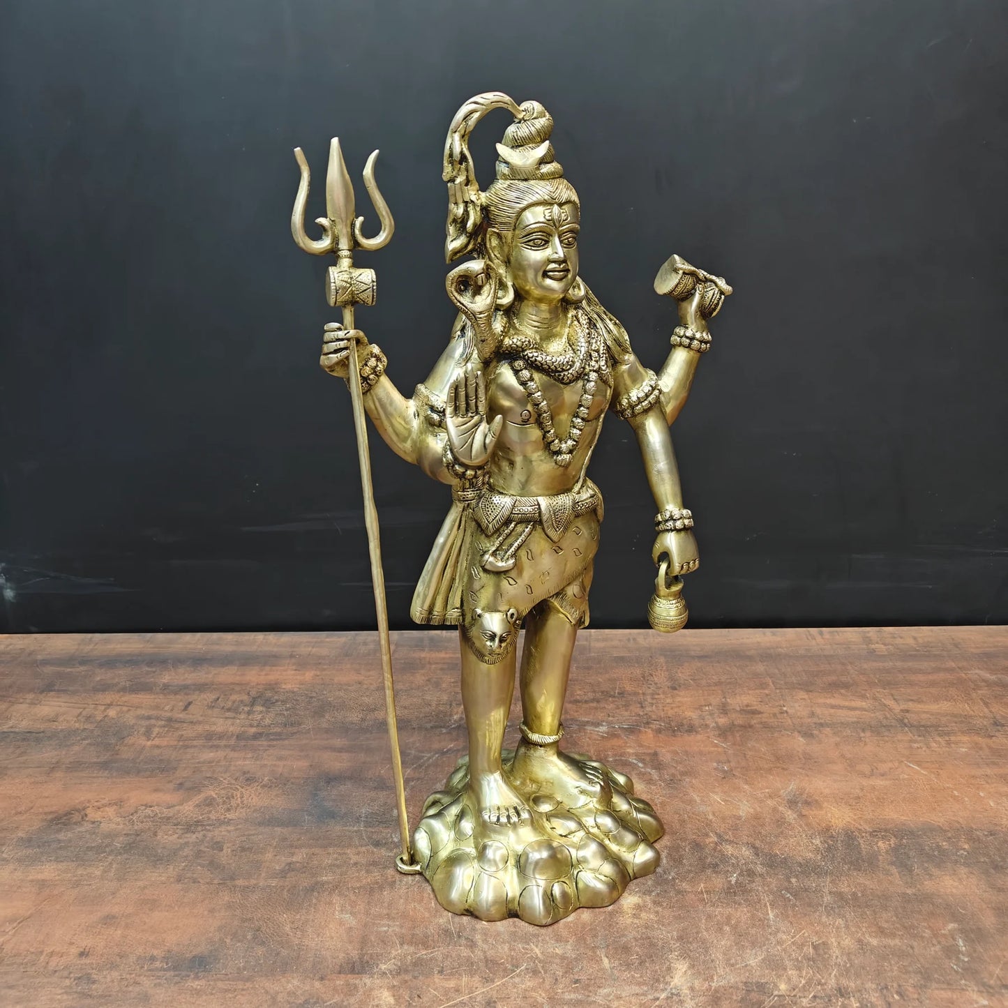 Brassaura® Standing Lord Shiva Brass Statue | Divine Handcrafted Sculpture | Height 24 Inches & Weight 13 Kgs