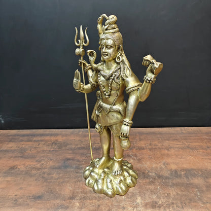 Brassaura® Standing Lord Shiva Brass Statue | Divine Handcrafted Sculpture | Height 24 Inches & Weight 13 Kgs