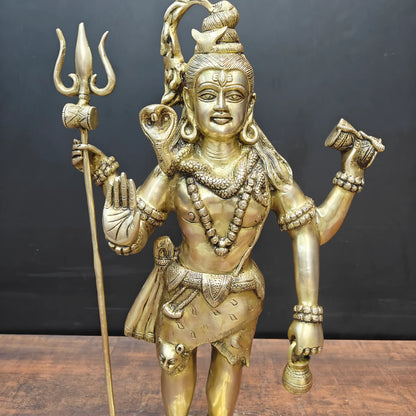 Brassaura® Standing Lord Shiva Brass Statue | Divine Handcrafted Sculpture | Height 24 Inches & Weight 13 Kgs