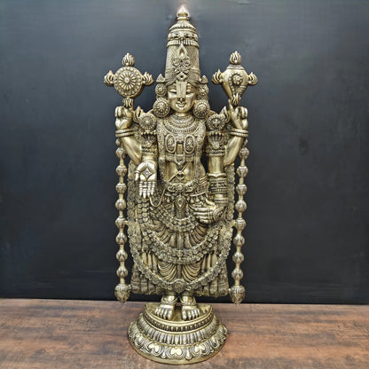 Brassaura® Tirupati Balaji Brass Statue | Sacred Handcrafted Temple Sculpture | Height 47 Inches & Weight 43 Kgs