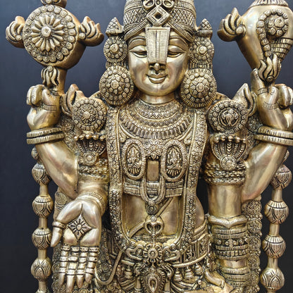 Brassaura® Tirupati Balaji Brass Statue | Sacred Handcrafted Temple Sculpture | Height 47 Inches & Weight 43 Kgs