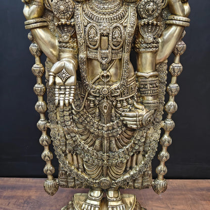 Brassaura® Tirupati Balaji Brass Statue | Sacred Handcrafted Temple Sculpture | Height 47 Inches & Weight 43 Kgs