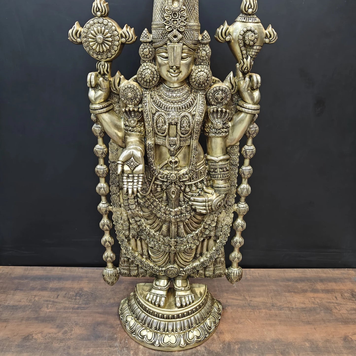 Brassaura® Tirupati Balaji Brass Statue | Sacred Handcrafted Temple Sculpture | Height 47 Inches & Weight 43 Kgs