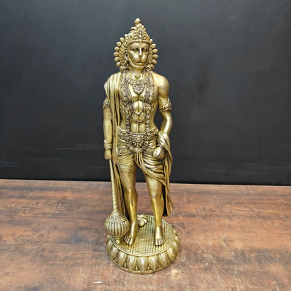 Brassaura® Standing Hanuman Brass Statue | Divine Devotion & Strength | Height 24 Inches & Weight 13 Kgs