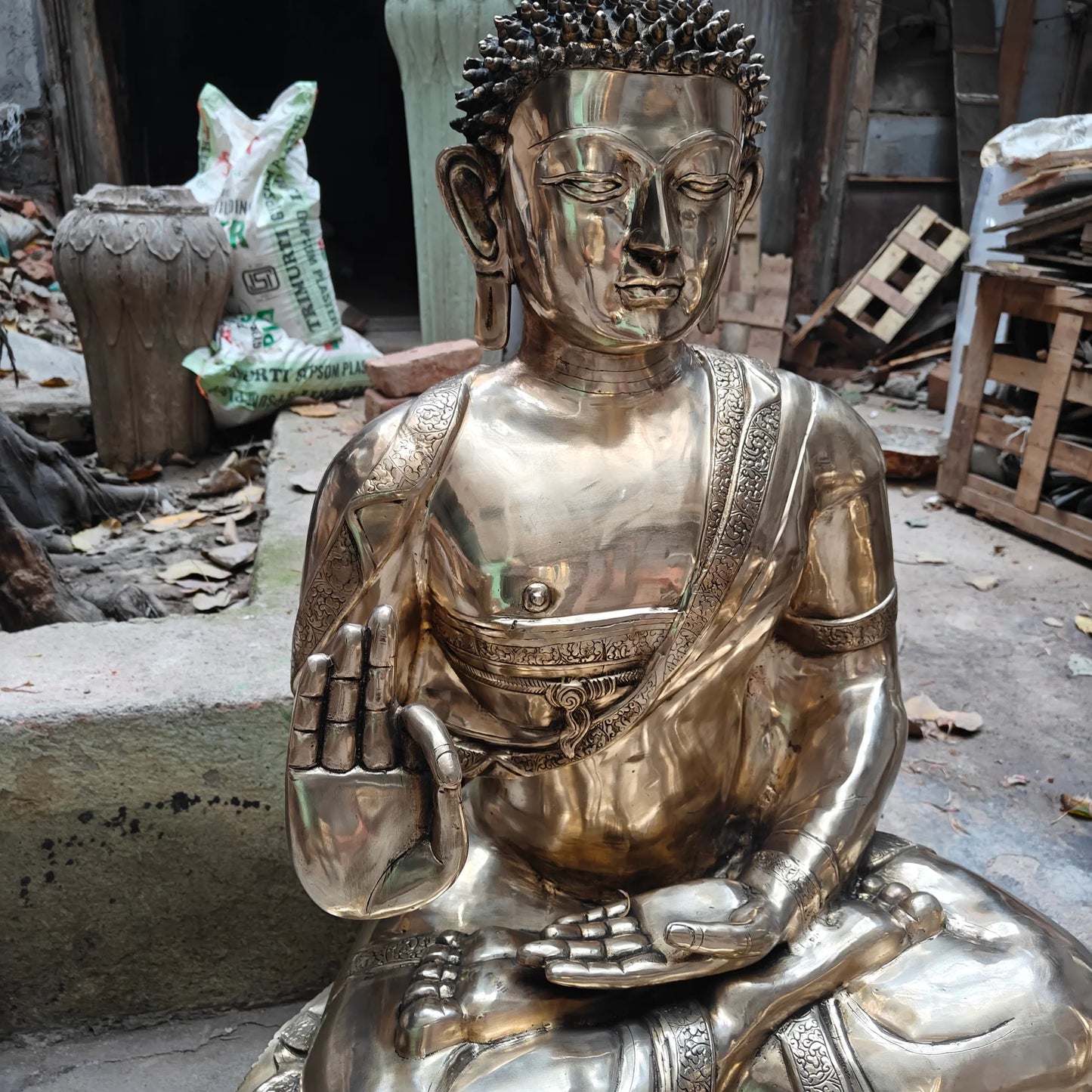 Brassaura® Meditating Buddha Brass Statue | Handcrafted Sacred Art | Height 47 Inches & Weight 92.5 Kgs