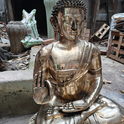Brassaura® Meditating Buddha Brass Statue | Handcrafted Sacred Art | Height 47 Inches & Weight 92.5 Kgs