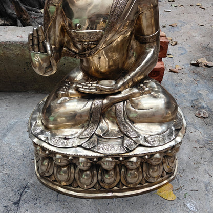 Brassaura® Meditating Buddha Brass Statue | Handcrafted Sacred Art | Height 47 Inches & Weight 92.5 Kgs