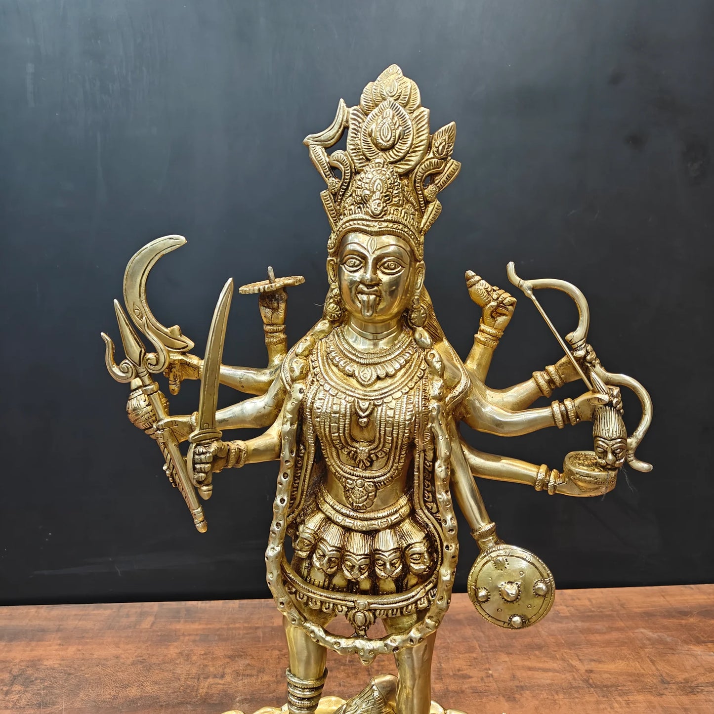 Brassaura® 27 Inch Brass Goddess Kali Statue | Handcrafted Maa Kali Idol for Home Temple, Pooja Room & Spiritual Décor | Antique Finish | 20 Kg