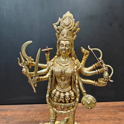 Brassaura® 27 Inch Brass Goddess Kali Statue | Handcrafted Maa Kali Idol for Home Temple, Pooja Room & Spiritual Décor | Antique Finish | 20 Kg