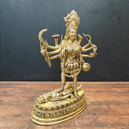 Brassaura® 27 Inch Brass Goddess Kali Statue | Handcrafted Maa Kali Idol for Home Temple, Pooja Room & Spiritual Décor | Antique Finish | 20 Kg