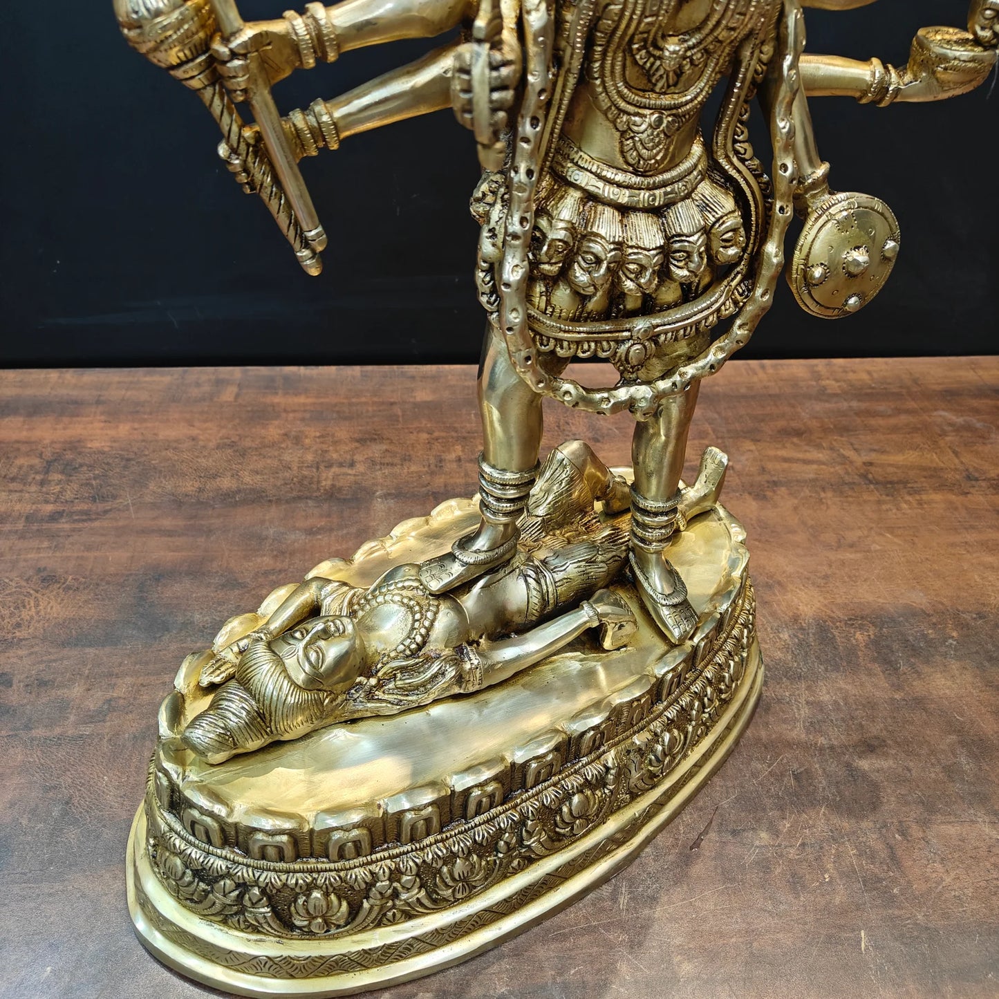 Brassaura® 27 Inch Brass Goddess Kali Statue | Handcrafted Maa Kali Idol for Home Temple, Pooja Room & Spiritual Décor | Antique Finish | 20 Kg