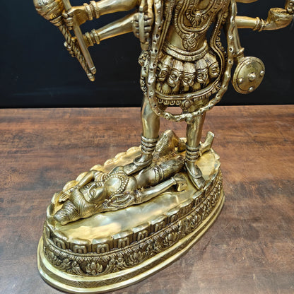 Brassaura® 27 Inch Brass Goddess Kali Statue | Handcrafted Maa Kali Idol for Home Temple, Pooja Room & Spiritual Décor | Antique Finish | 20 Kg