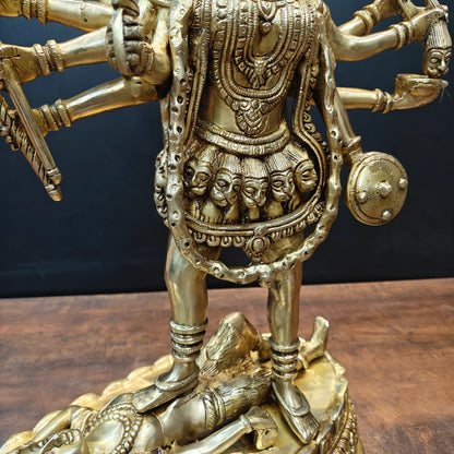 Brassaura® 27 Inch Brass Goddess Kali Statue | Handcrafted Maa Kali Idol for Home Temple, Pooja Room & Spiritual Décor | Antique Finish | 20 Kg