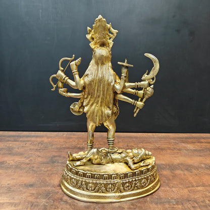 Brassaura® 27 Inch Brass Goddess Kali Statue | Handcrafted Maa Kali Idol for Home Temple, Pooja Room & Spiritual Décor | Antique Finish | 20 Kg