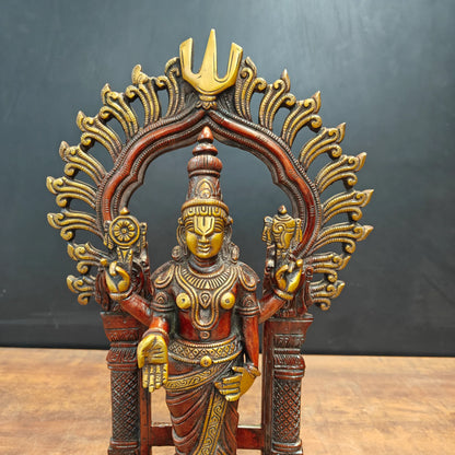 Brassaura® 16.5 Inch Brass Lord Venkateswara Statue | Handcrafted Tirupati Balaji Idol for Home Temple, Pooja Room & Spiritual Décor | Antique Finish | 7.5 Kg
