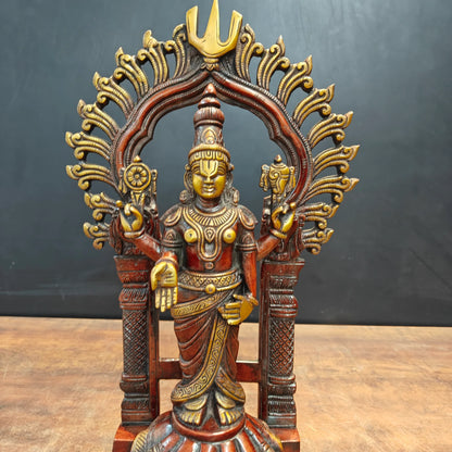 Brassaura® 16.5 Inch Brass Lord Venkateswara Statue | Handcrafted Tirupati Balaji Idol for Home Temple, Pooja Room & Spiritual Décor | Antique Finish | 7.5 Kg