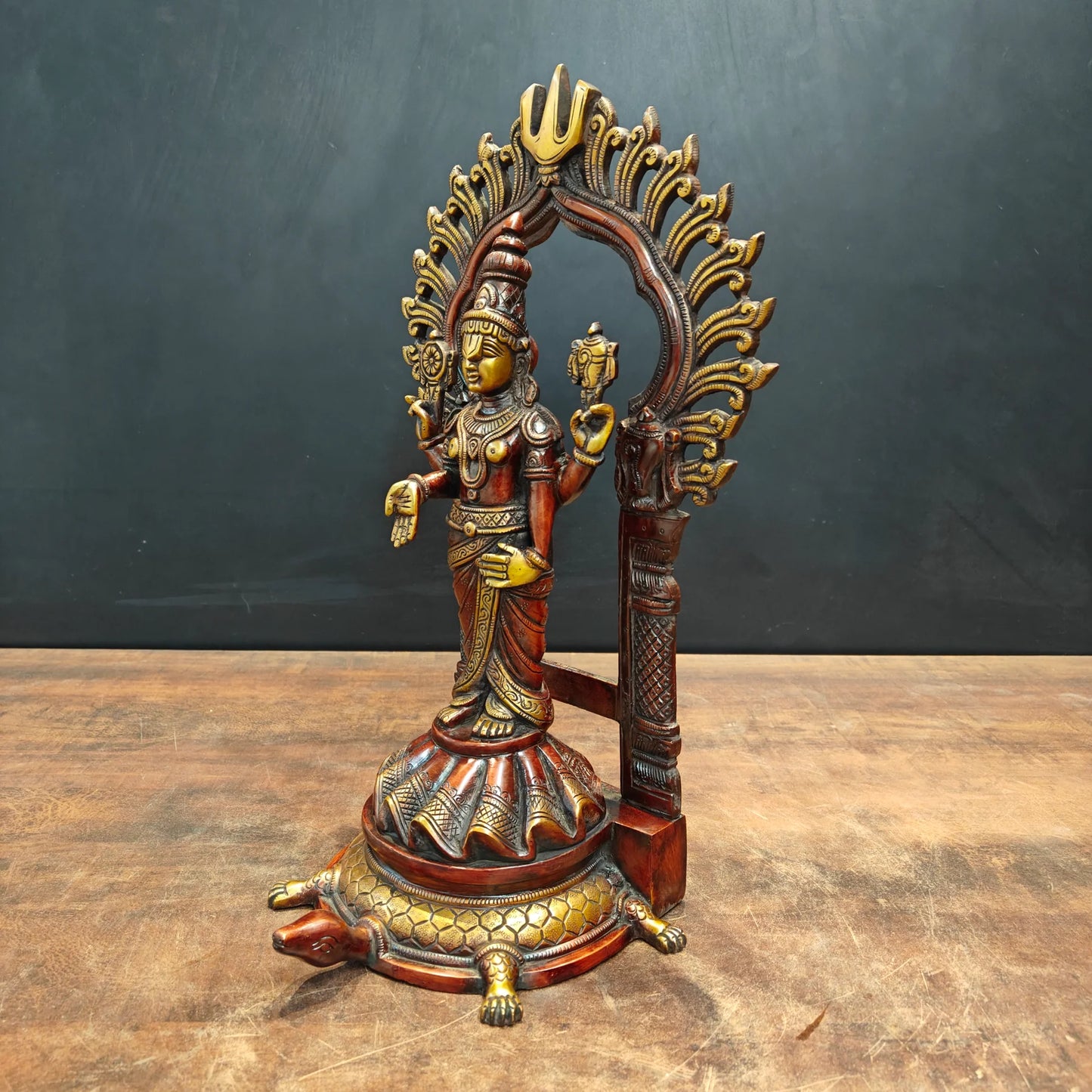 Brassaura® 16.5 Inch Brass Lord Venkateswara Statue | Handcrafted Tirupati Balaji Idol for Home Temple, Pooja Room & Spiritual Décor | Antique Finish | 7.5 Kg