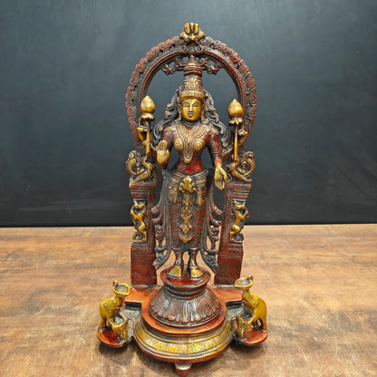 Brassaura® Goddess Lakshmi Brass Deepam Statue | Height 16 Inches & Weight 6 Kgs