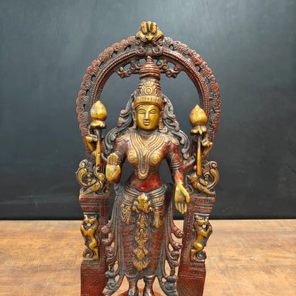 Brassaura® Goddess Lakshmi Brass Deepam Statue | Height 16 Inches & Weight 6 Kgs