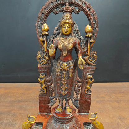 Brassaura® Goddess Lakshmi Brass Deepam Statue | Height 16 Inches & Weight 6 Kgs