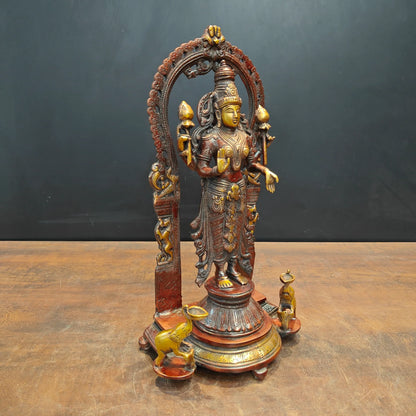 Brassaura® Goddess Lakshmi Brass Deepam Statue | Height 16 Inches & Weight 6 Kgs