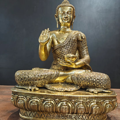 ब्रासोरा® वृंदावन वेणुगोपाल कृष्ण पीतल की प्रतिमा मोर के साथ | एंटीक नीला और सुनहरा रंग | ऊँचाई 20 इंच
