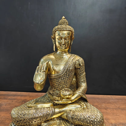 ब्रासोरा® वृंदावन वेणुगोपाल कृष्ण पीतल की प्रतिमा मोर के साथ | एंटीक नीला और सुनहरा रंग | ऊँचाई 20 इंच