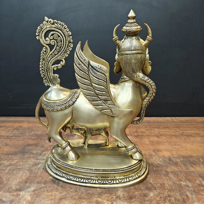 ब्रासोरा® वृंदावन वेणुगोपाल कृष्ण पीतल की प्रतिमा मोर के साथ | एंटीक नीला और सुनहरा रंग | ऊँचाई 20 इंच