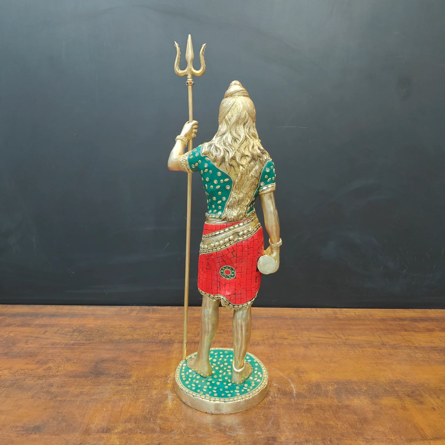 Brassaura® Handmade Brass Standing Lord Shiva Idol | Shiv Murti with Trishul for Home Temple, Office & Pooja Room | Height 24 Inches | 12 Kg