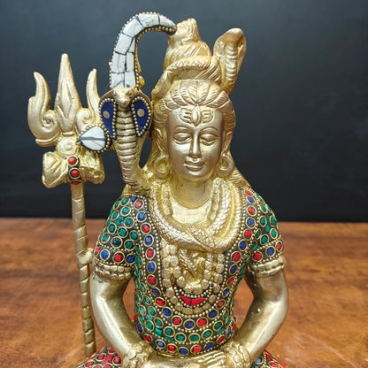ब्रासोरा® वृंदावन वेणुगोपाल कृष्ण पीतल की प्रतिमा मोर के साथ | एंटीक नीला और सुनहरा रंग | ऊँचाई 20 इंच