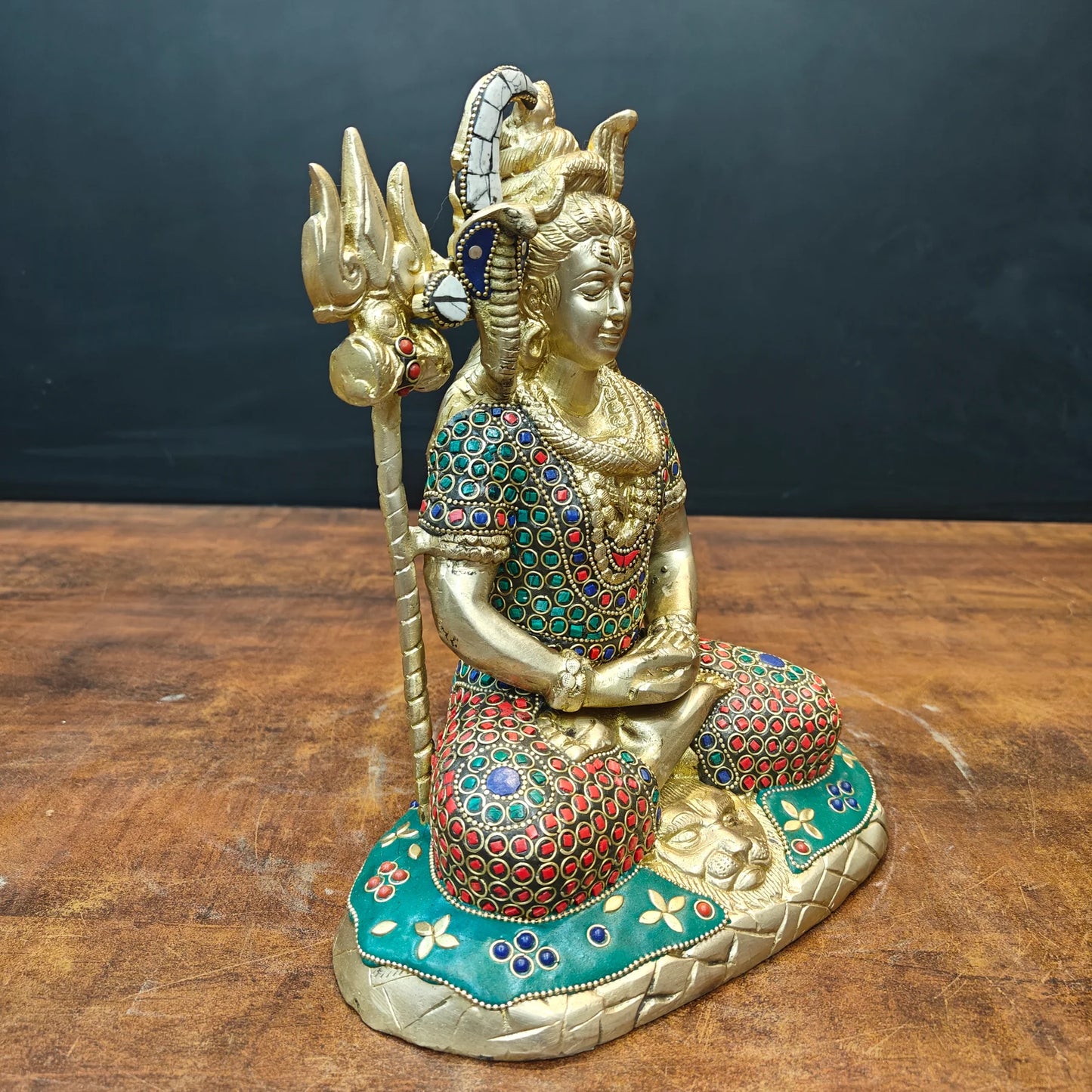 ब्रासोरा® वृंदावन वेणुगोपाल कृष्ण पीतल की प्रतिमा मोर के साथ | एंटीक नीला और सुनहरा रंग | ऊँचाई 20 इंच